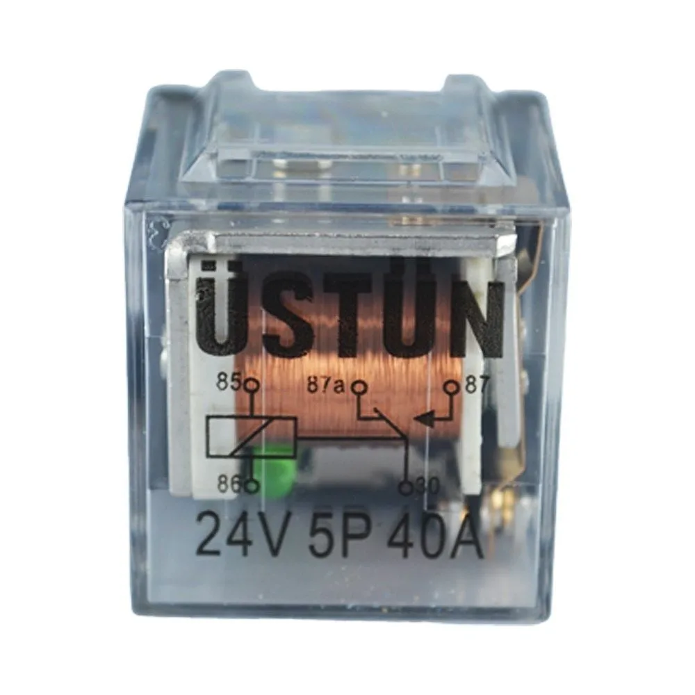 24V 40A LED'li Şeffaf Mini Röle 5 Fişli