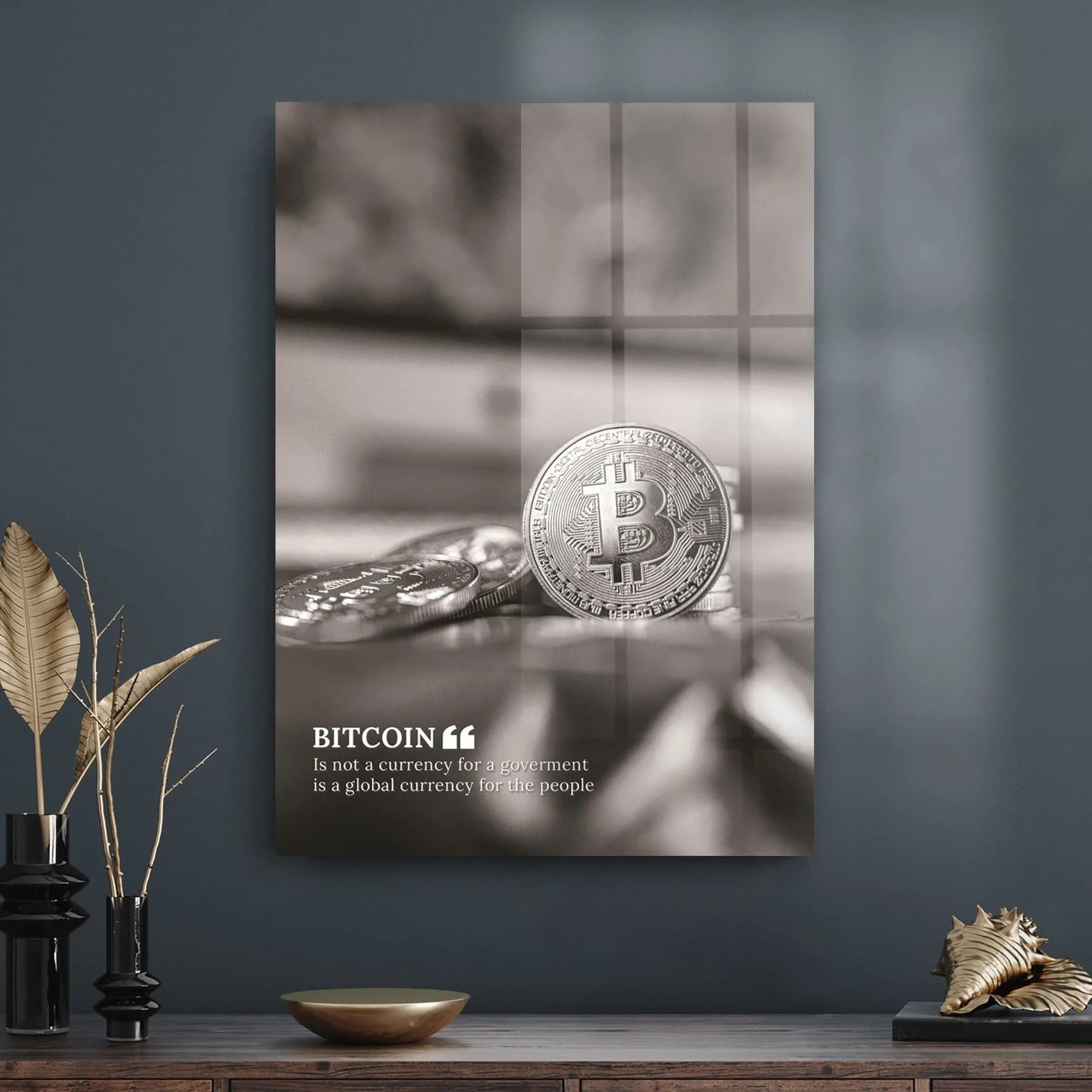Decovetro Cam Tablo Bitcoin Desenli 50x70 cm