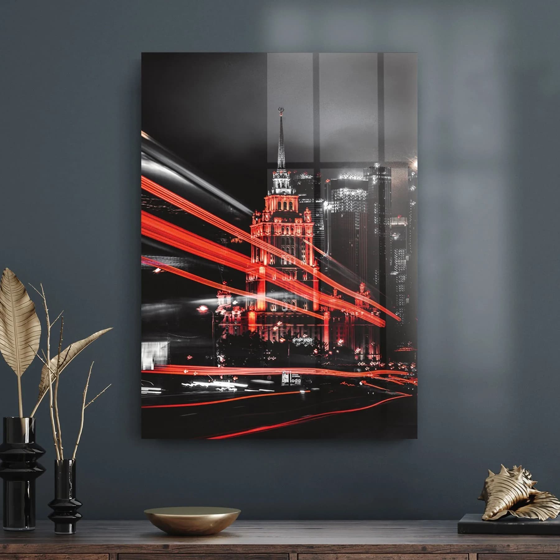 Decovetro Cam Tablo Neon Şehir Manzarası 50x70 cm