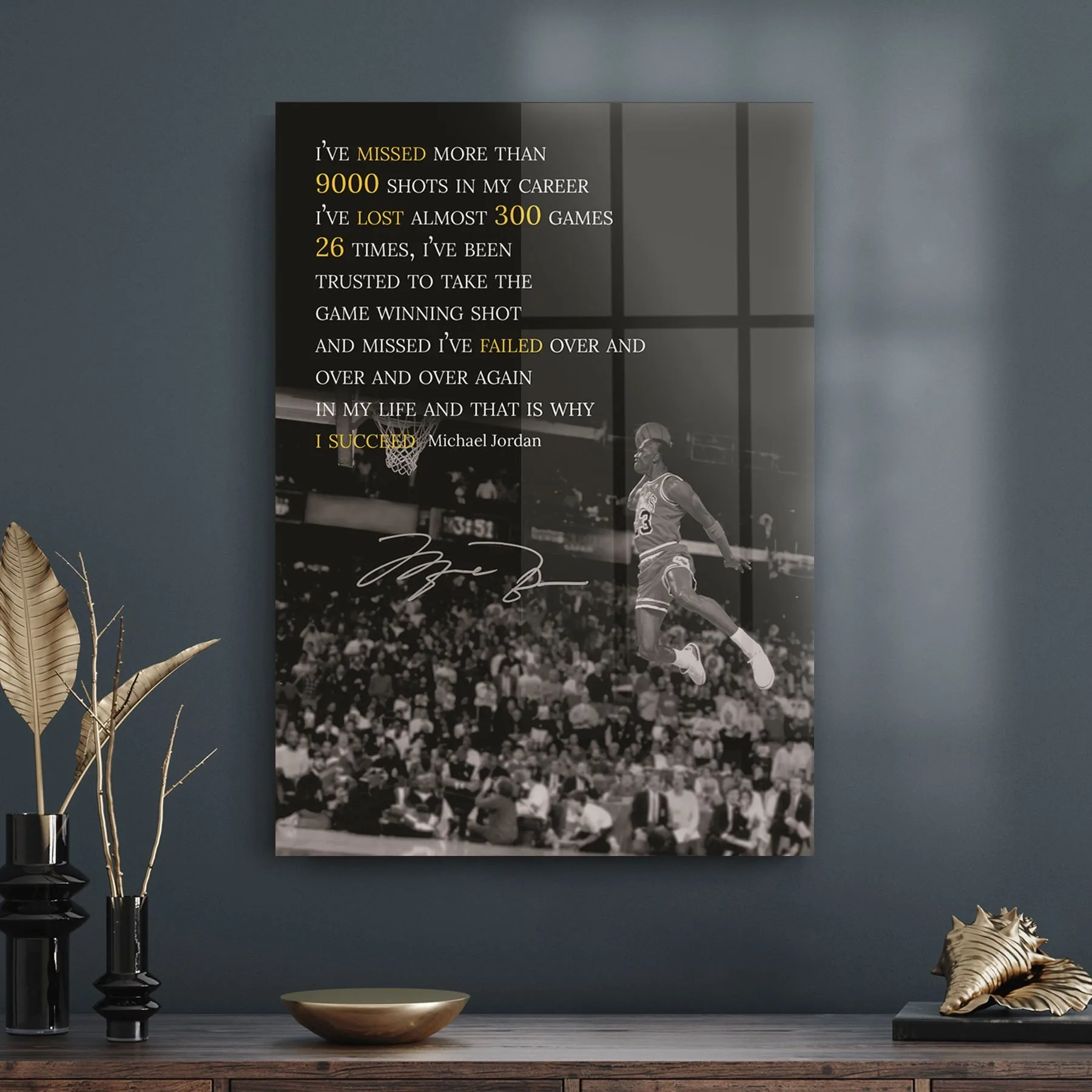 Decovetro Cam Tablo Michael Jordan Succed 50x70 cm