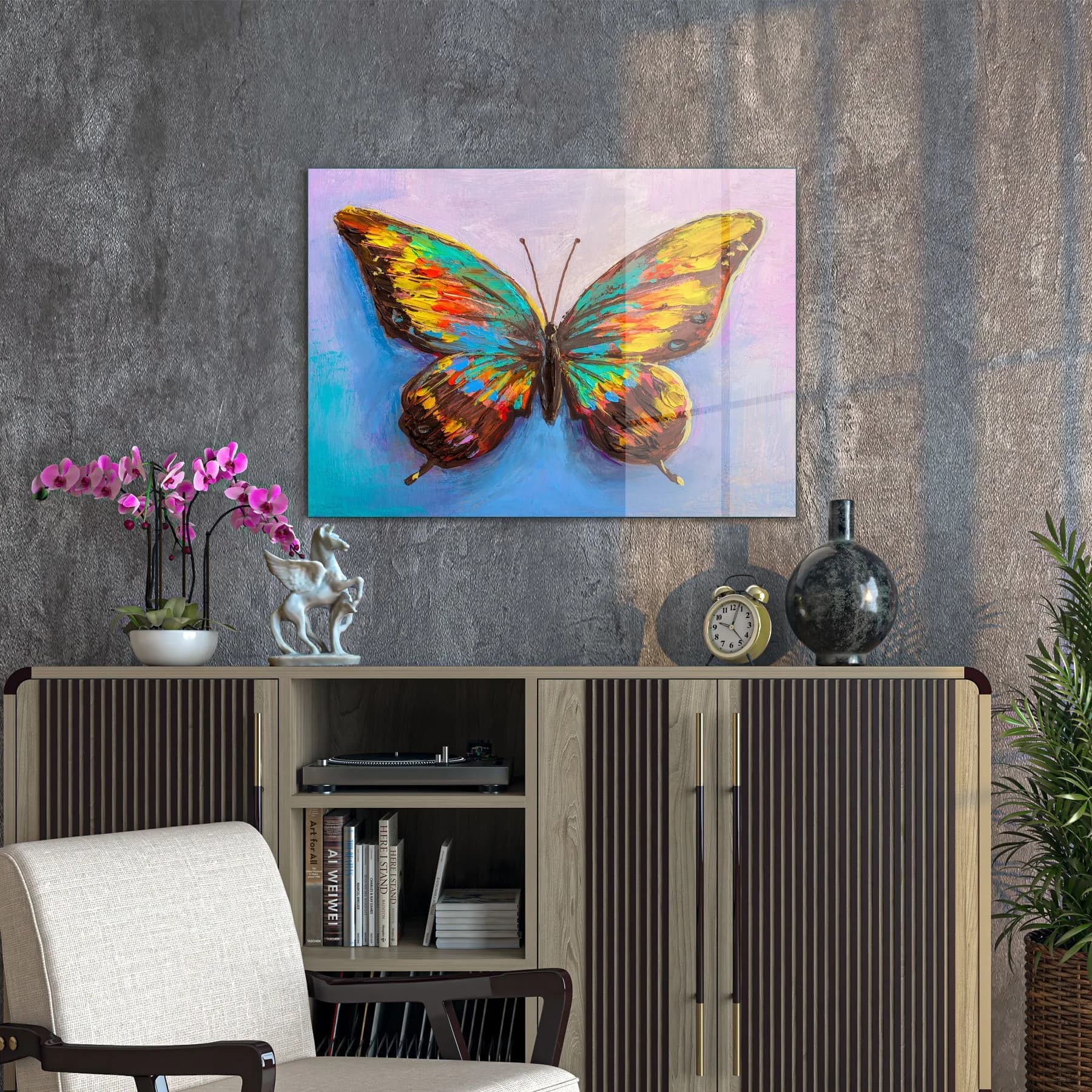 Decovetro Cam Tablo Renkli Kelebek 50x70 cm