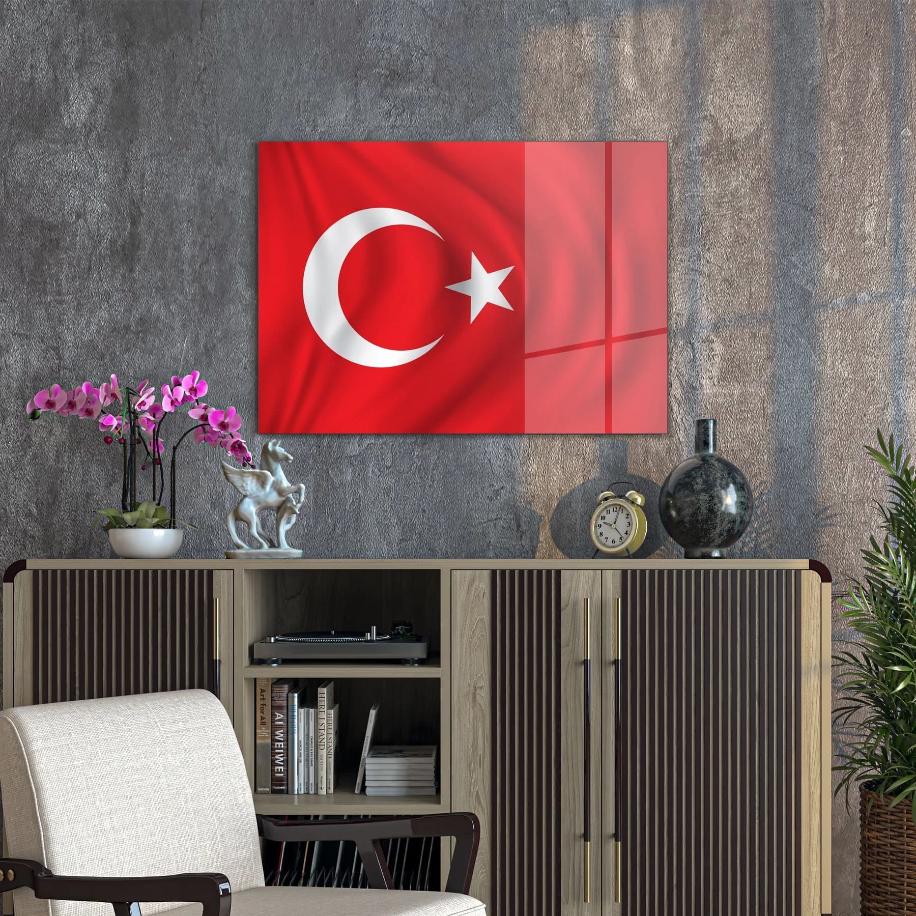 Decovetro Cam Tablo Türk Bayrağı 50x70 cm