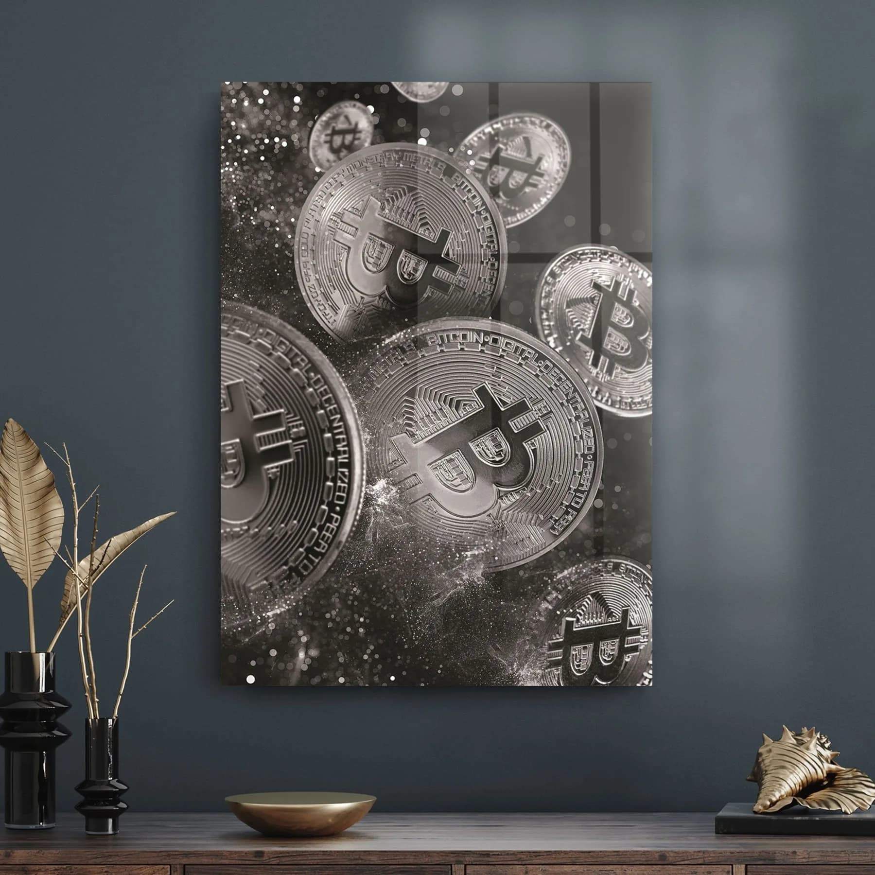 Decovetro Cam Tablo Bitcoin Desenli 70x100 cm