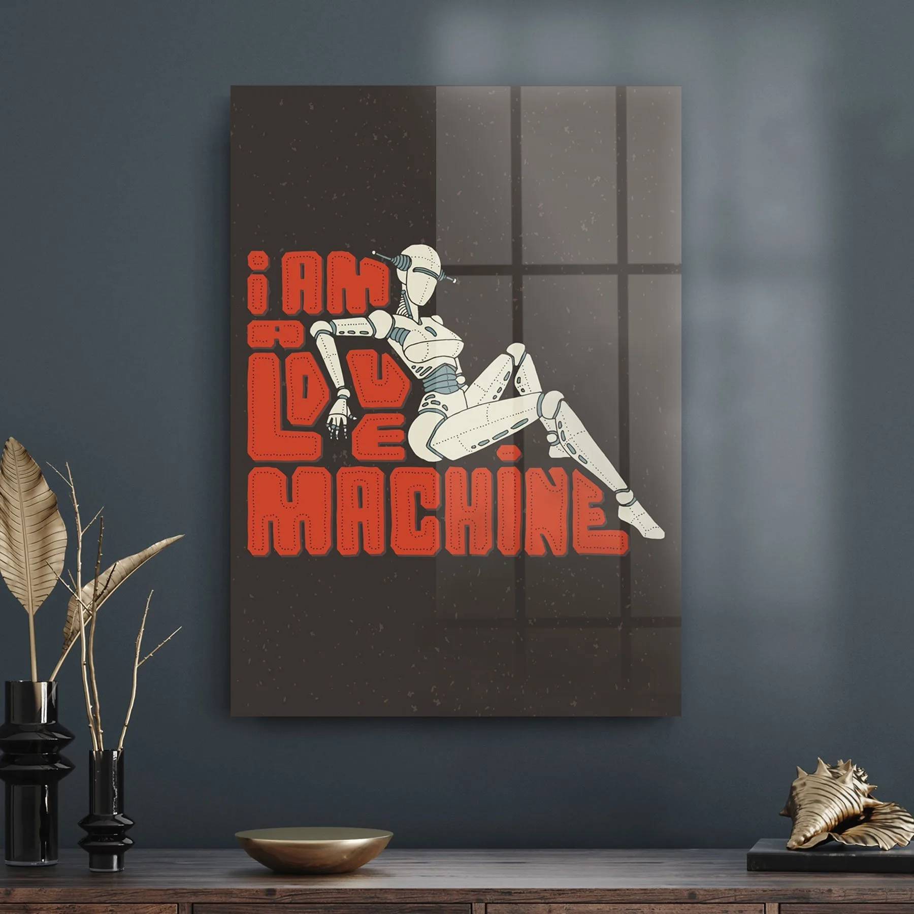 Decovetro Cam Tablo Cyberpunk Love Machines 70x100 cm