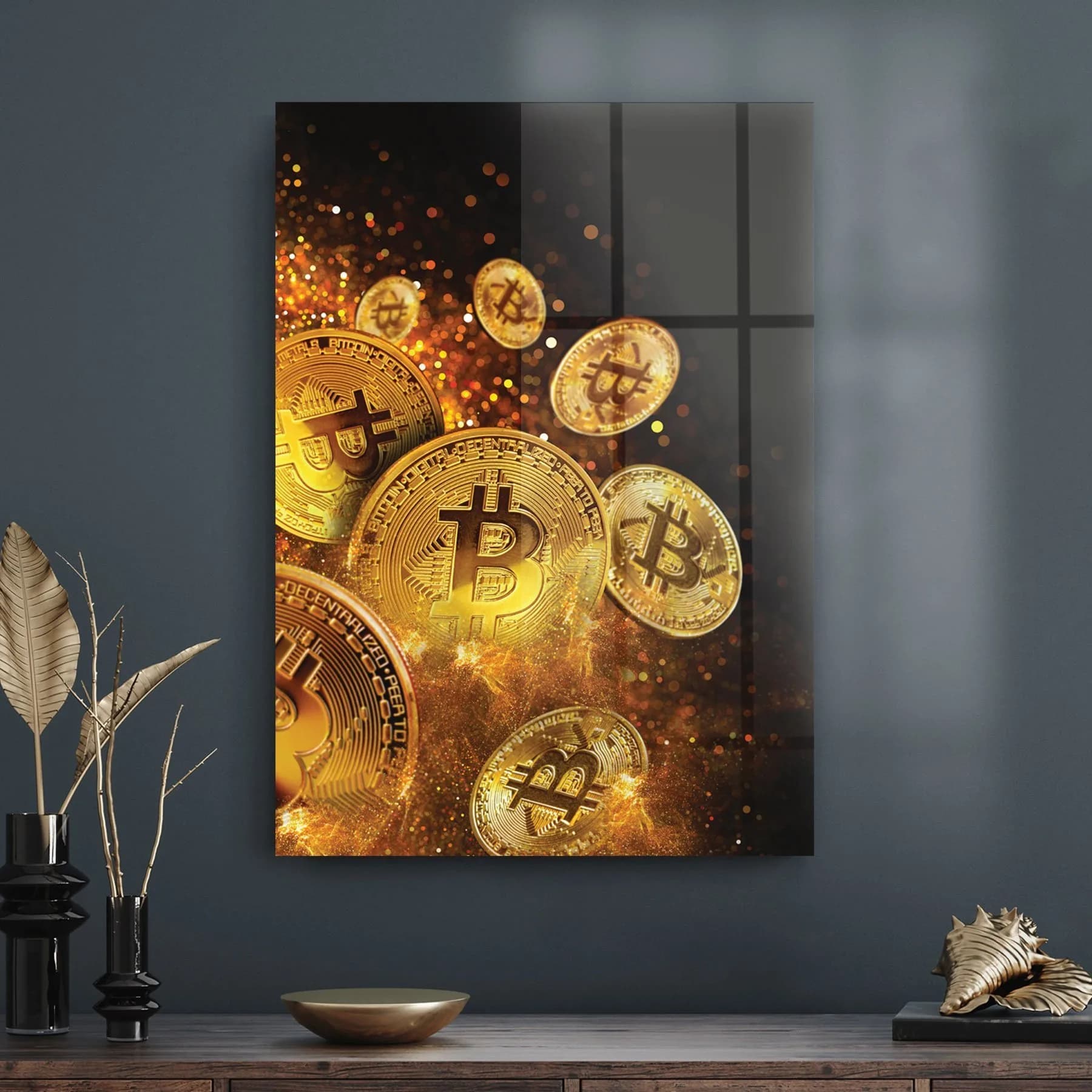 Decovetro Cam Tablo Bitcoin Gold 70x100 cm