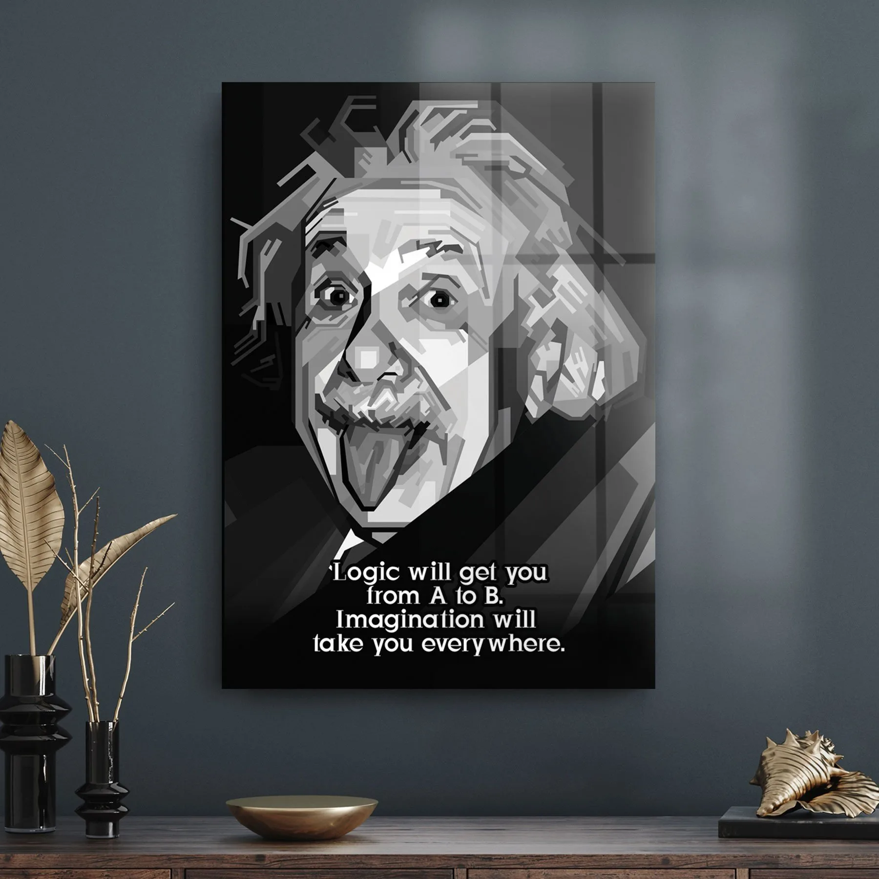 Decovetro Cam Tablo Albert Einstein Funny 70x100 cm