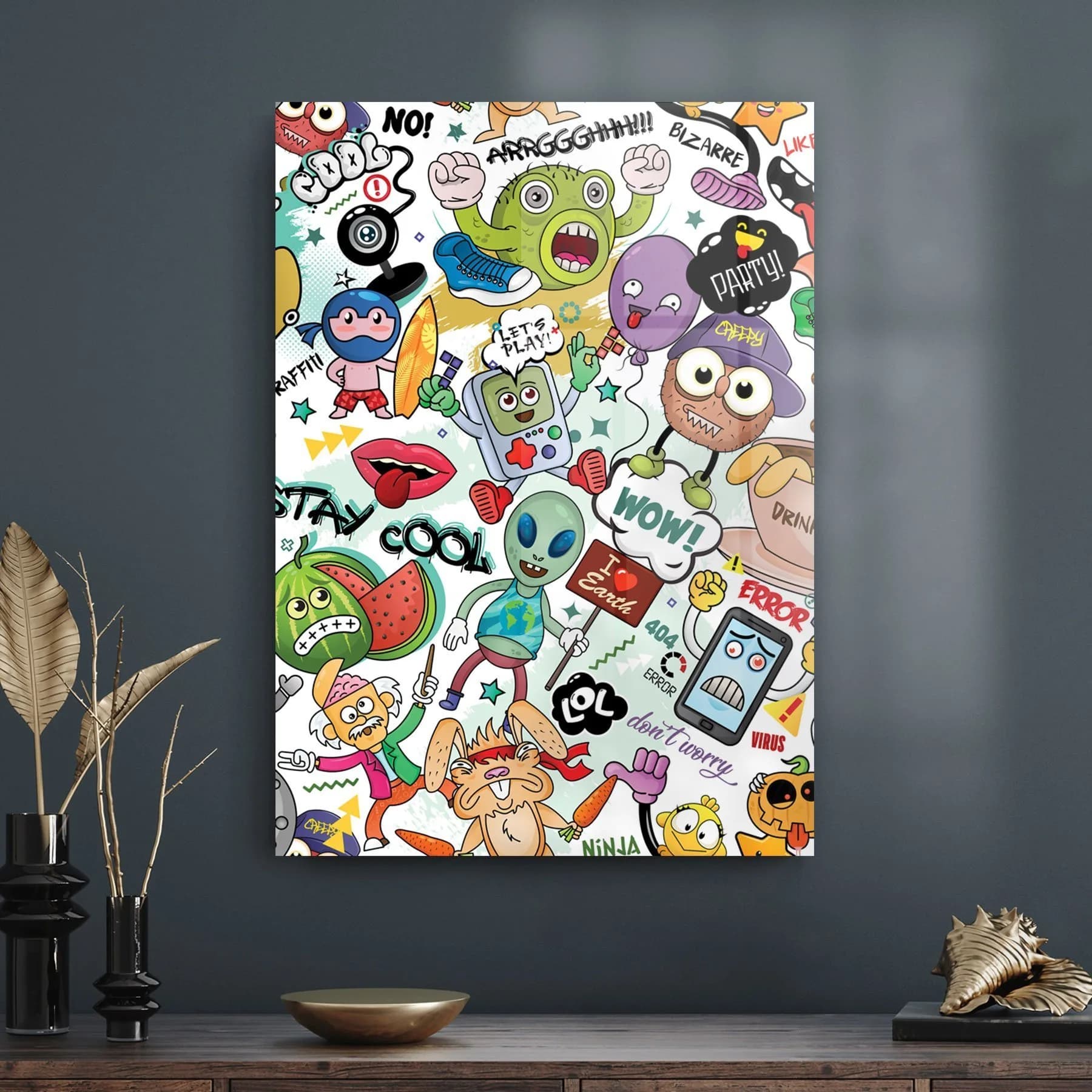 Decovetro Cam Tablo Grafiti Karakterler 70x100 cm
