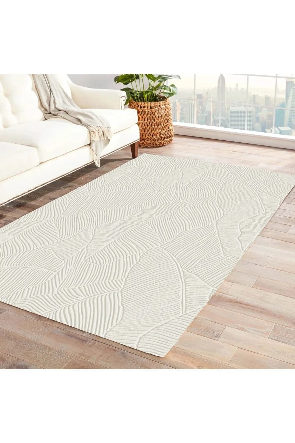 Jassrug Rölyef Halı 120X180 Garden Krem