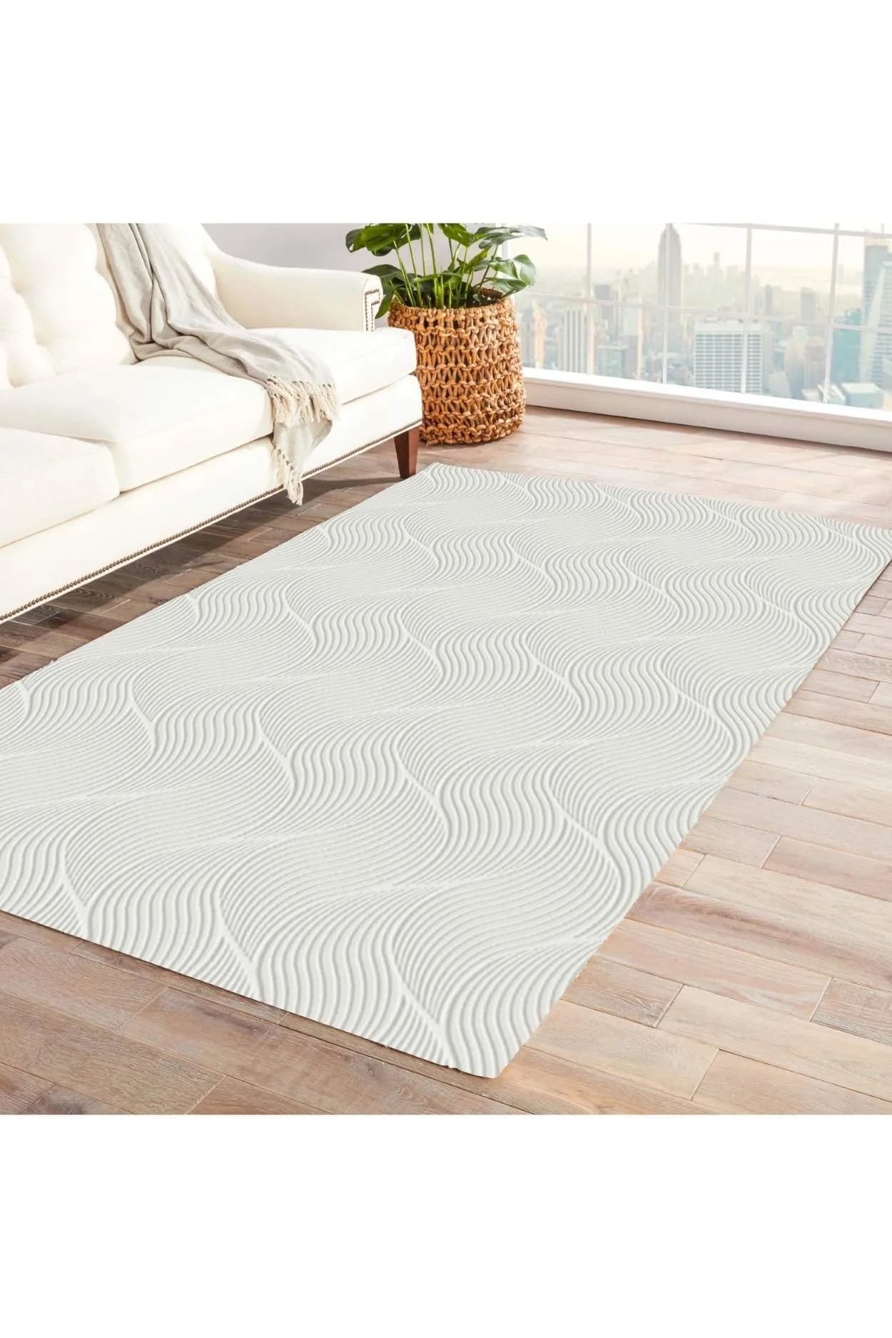Jassrug Rölyef Halı 150X220 Orla Krem