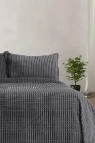 Merinos Modern Line 3 Parça Battaniye Seti K.Gri
