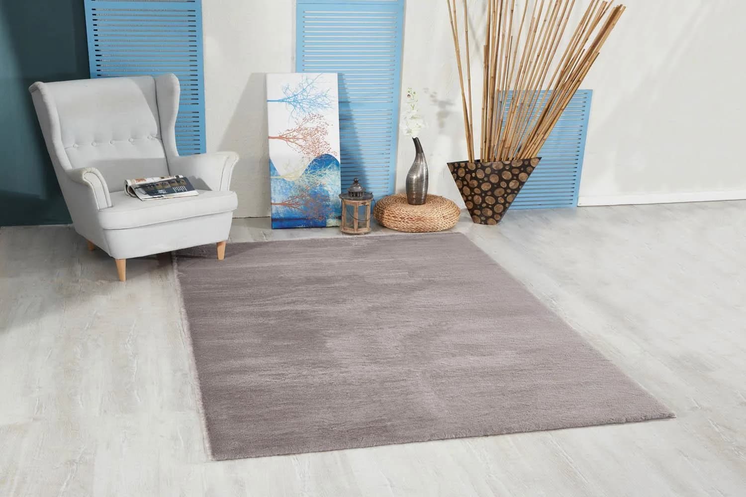Jassrug Tavşan Tüyü Kürk Halı 160X220 Antrasit