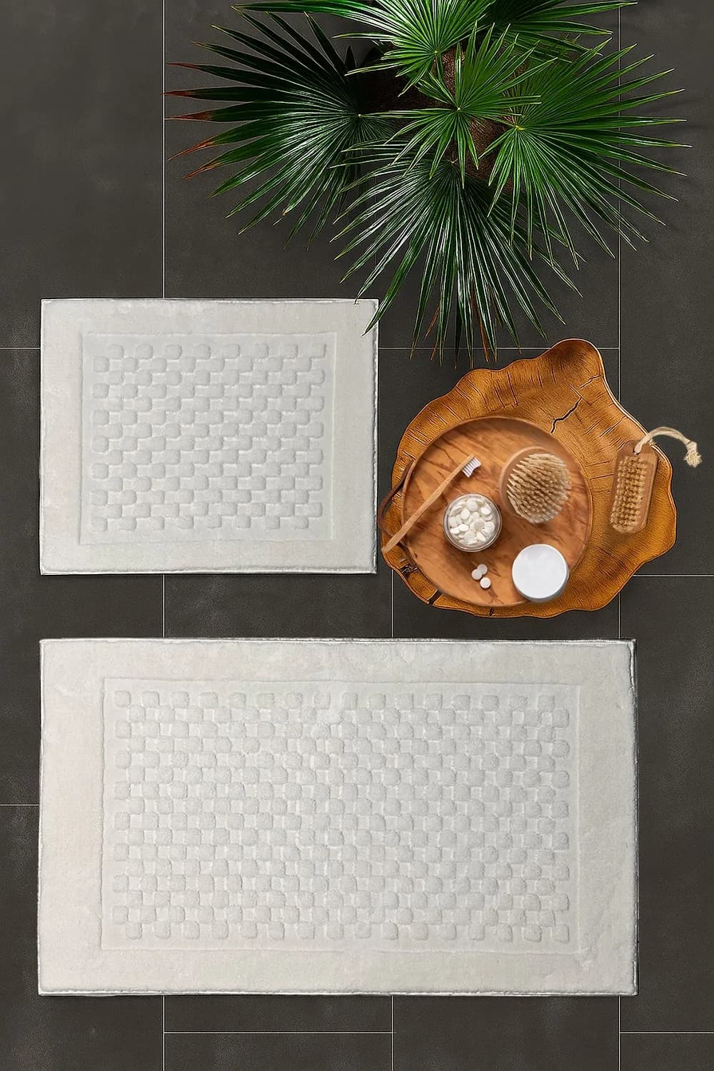 Merinos Pamella 2 Li Banyo Paspas Takımı Neat Krem