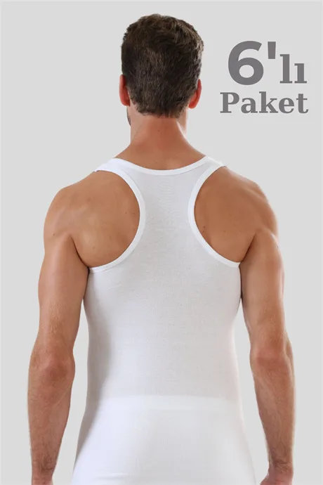 6'lı Paket Erkek Sporcu Rambo Atlet %100 Pamuk Ribana