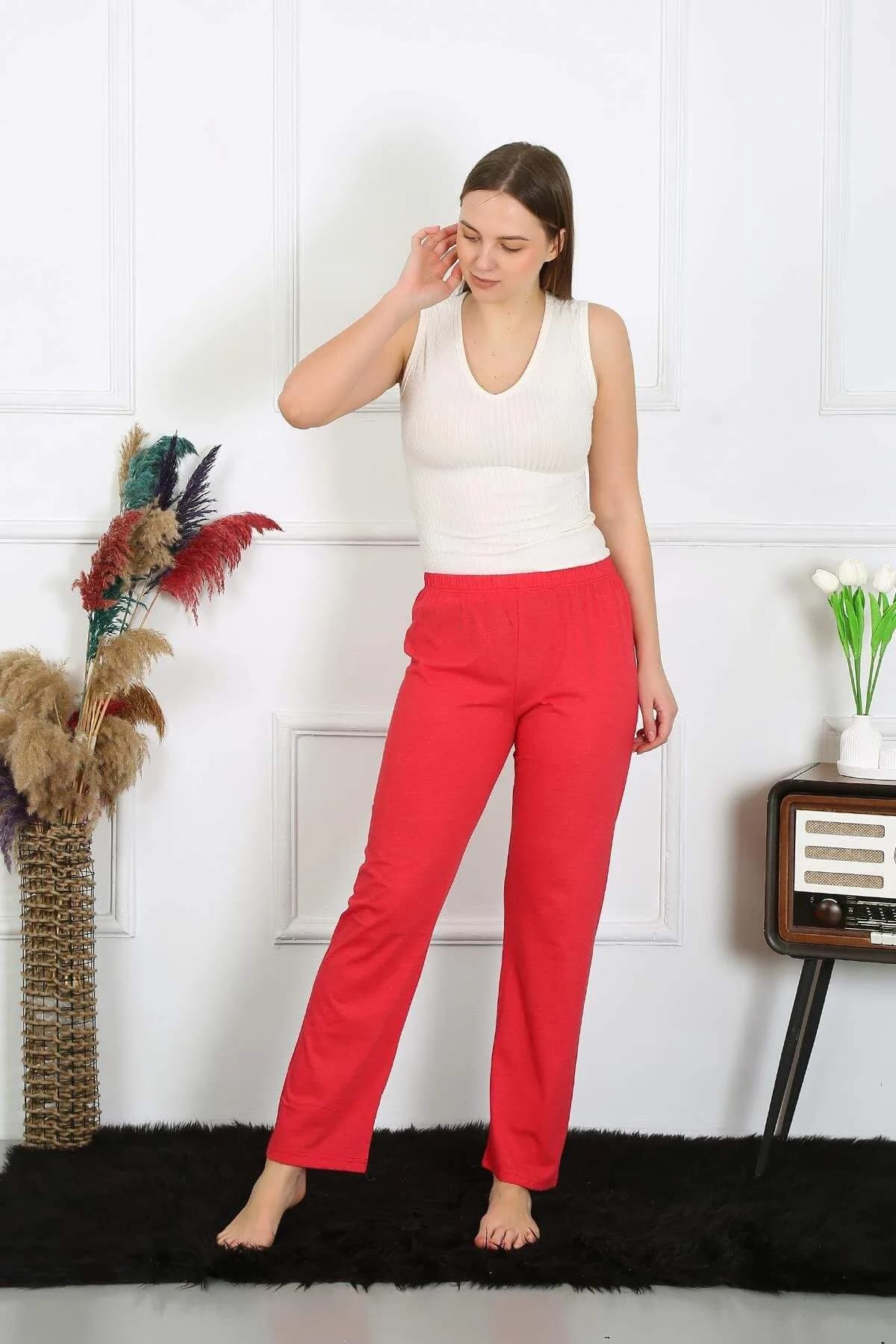 Kadın Pamuk Penye Tek Alt Pijama Mercan 27514