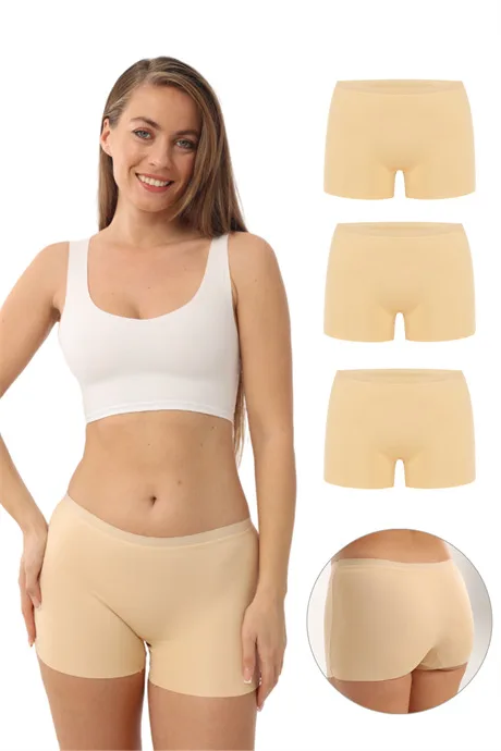 Basic Lazer Kesim Dikişsiz Kadın Boxer Külot 3'lü Paket