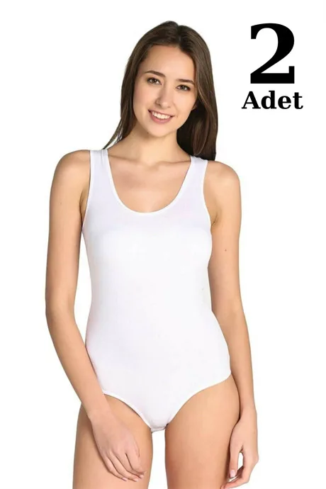 Angelino İç Giyim Kadın Likra Geniş Askı Kancalı Body 2'Li Paket