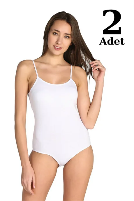 Angelino İç Giyim Kadın Likra İp Askı Kancalı Body 2'Li Paket