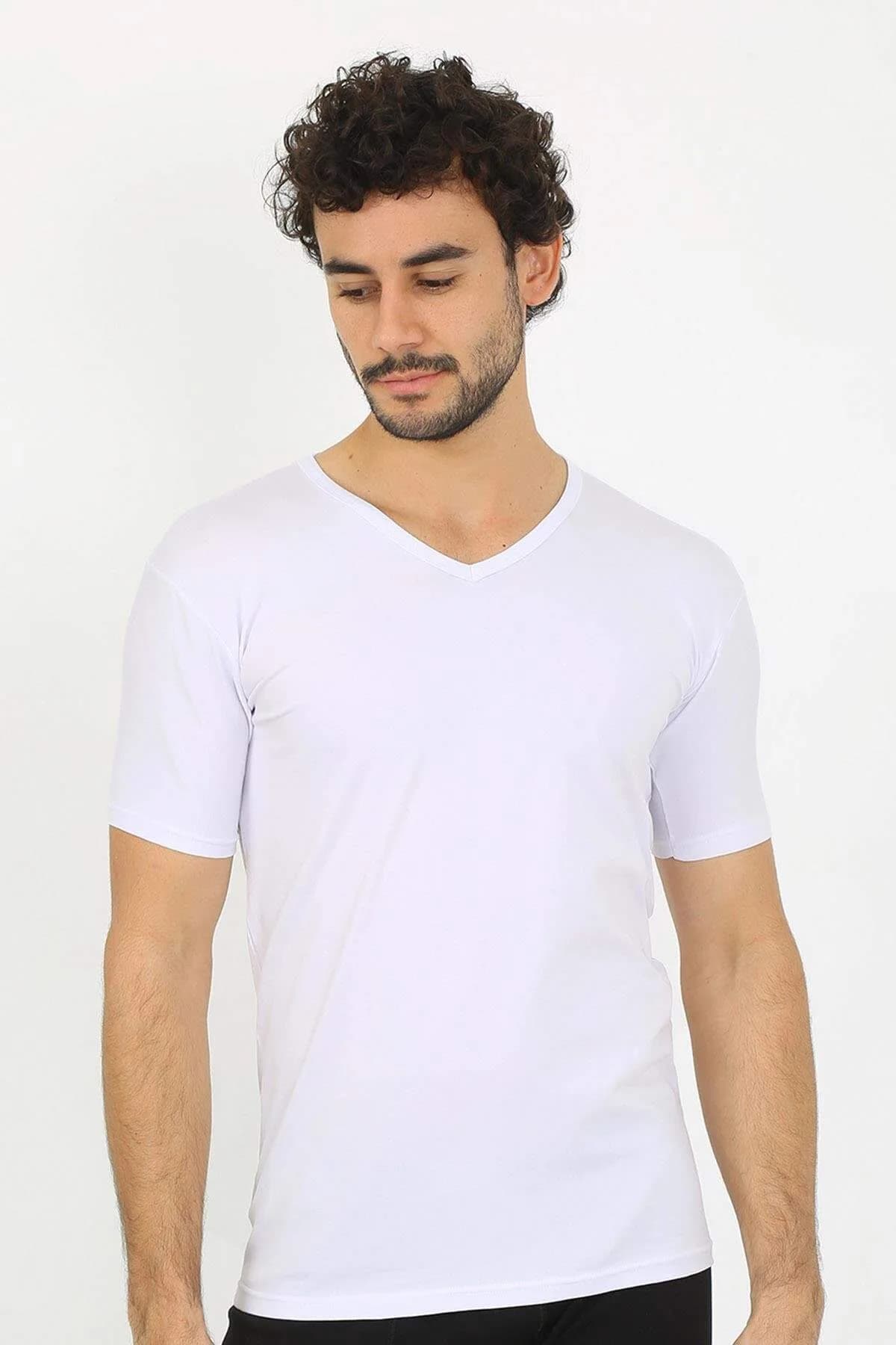 Erkek Likralı V Yaka T-Shirt 65700