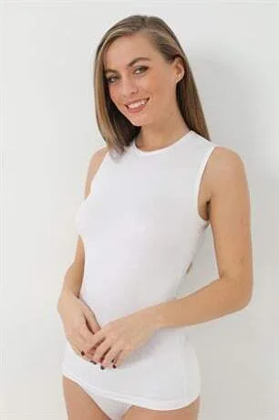 Kadın Bambu Tişört Sıfır Yaka Sıfır Kol Kolsuz Atlet