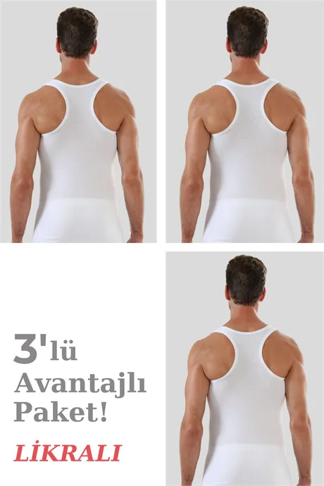 Erkek Pamuklu Likralı Sporcu Atlet 3'lü Paket