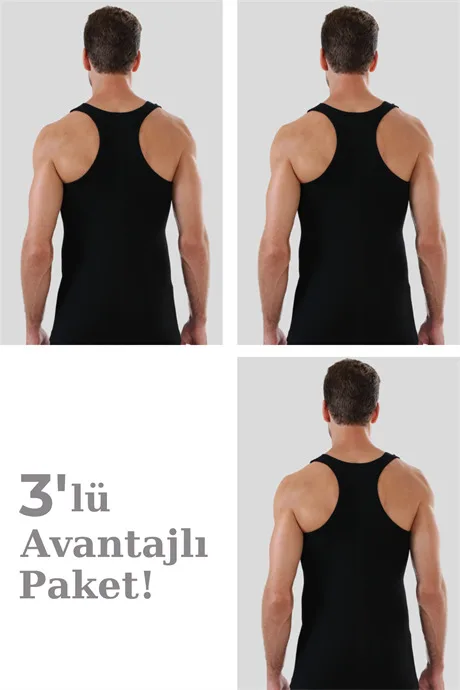 Erkek Sporcu Atlet Ribana %100 Pamuk 3'lü Paket