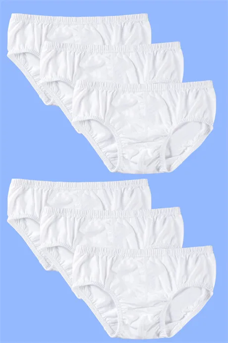 Beyaz Erkek Çocuk Külot 6'lı Paket %100 Pamuk