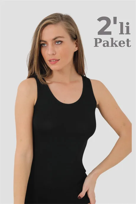 Kadın 2'li Paket Bambu Kalın Askılı Atlet