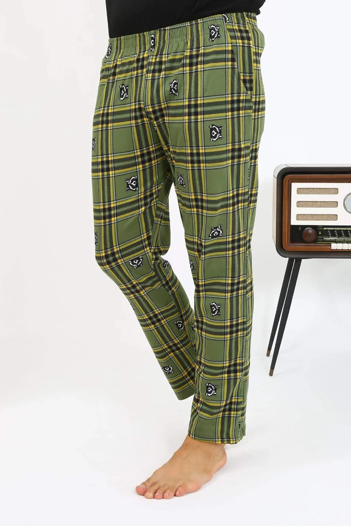 Angelino Erkek Ekoseli Desen Penye Tek Alt Pijama 27540