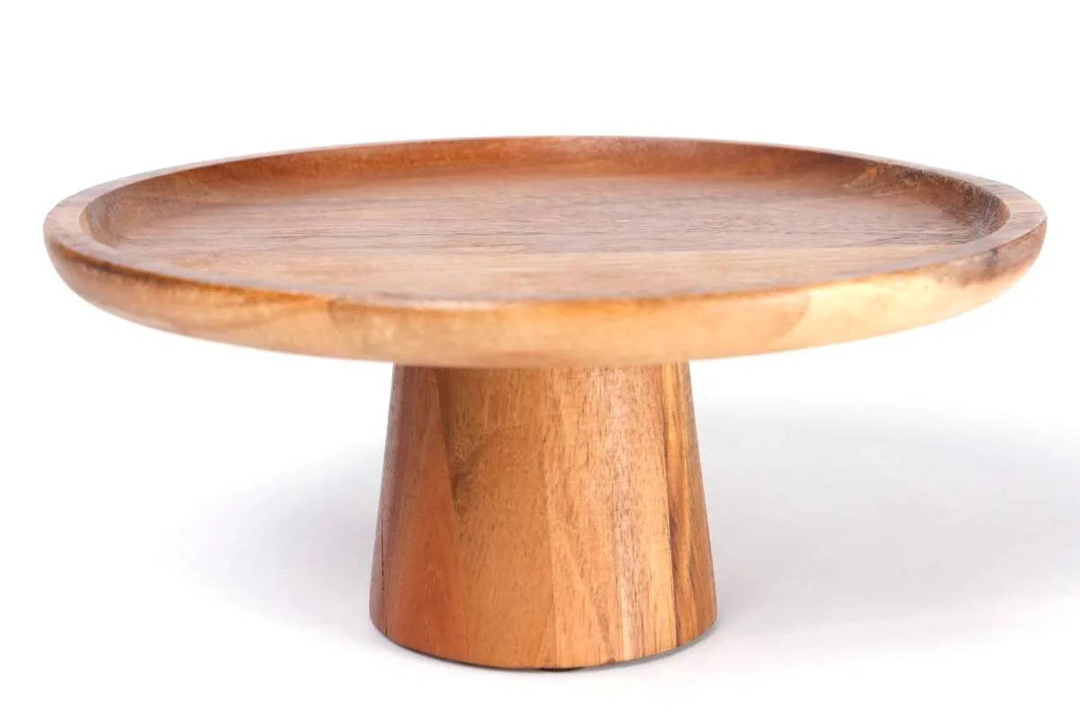 Natura Akasya Ayaklı Yuvarlak Büyük Sunum Tabağı 25x11 cm