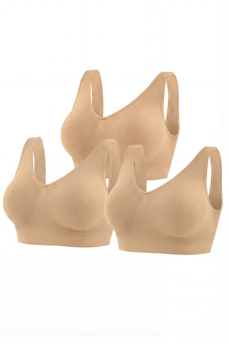 Kadın Dikişsiz Kalın Askılı Esnek Pedli Toparlayıcı Büstiyer 3'lü Paket