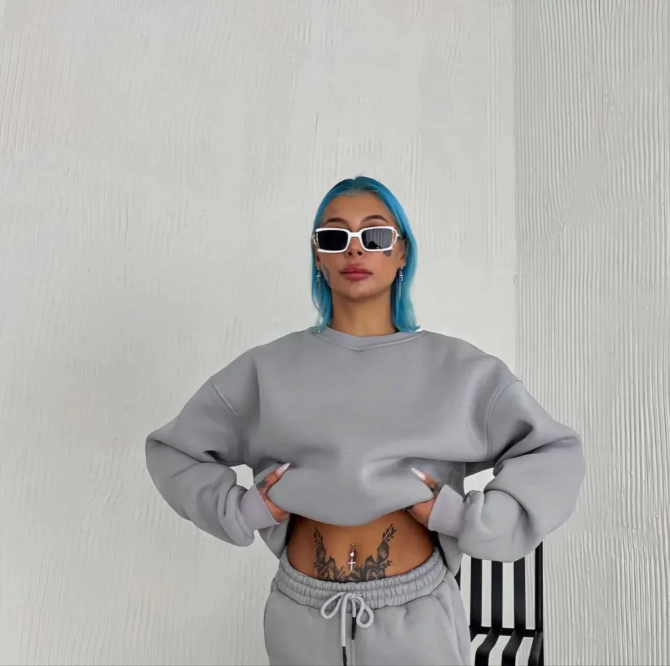 Kışlık Bisiklet Yaka Üç İplik Basic SweatShirt