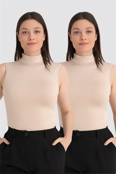 Kadın 2'li Kolsuz Body Balıkçı Yaka
