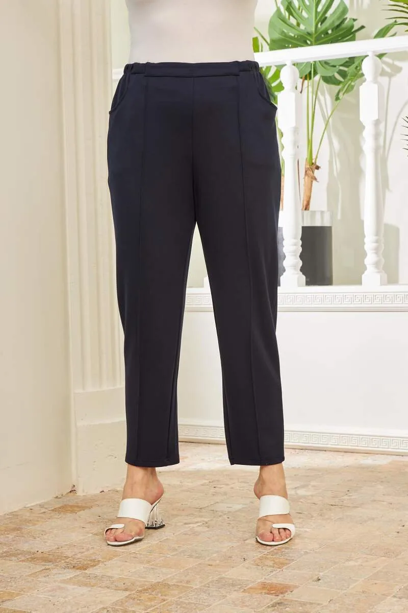 Beli Lastikli Fitilli Büyük Beden Çelik Örme Pantolon