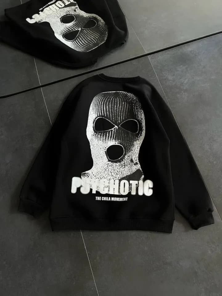 Kışlık Bisiklet Yaka Baskılı SweatShirt