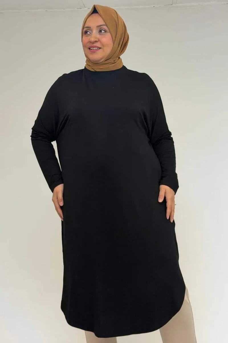 38110 Büyük Beden Düşük Kol Penye Tunik