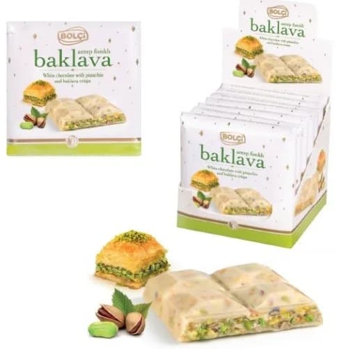 BAKLAVA ÜSTÜNE SERPİLMİŞ BEYAZ ÇİKOLATA 70 g