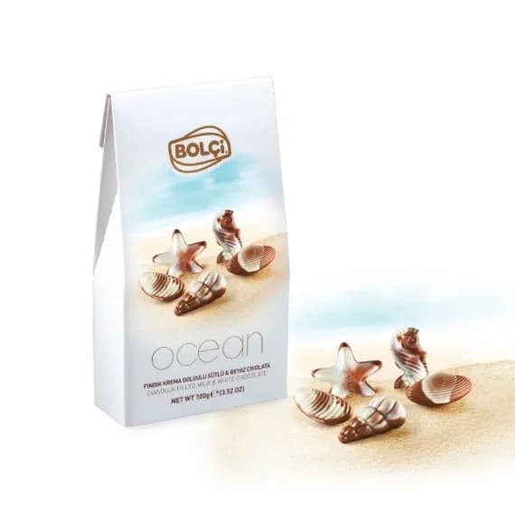 GIANDUJA FILLED MILK & WHITE CHOCOLATE OCEAN BOX 100g