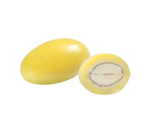 LEMON FLAVORED WHITE CHOCOLATE COVERED ALMOND DRAGEE 3Kg