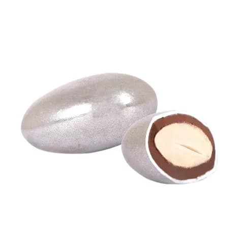 MILK CHOCOLATE COVERED ALMOND DRAGEE SHIMMERING SILVER 3Kg