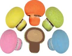 WHITE CHOCOLATE ALMOND GIANDUJA FILLED MUSHROOM DRAGEE - COLORFUL 3Kg