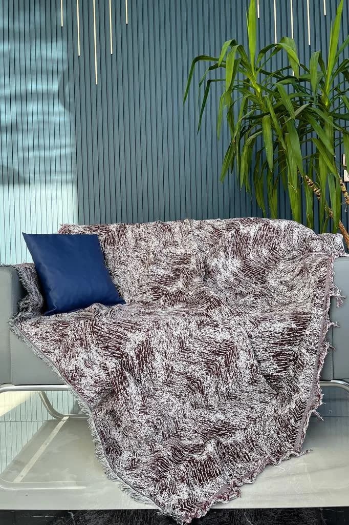 Saçaklı Lüks Koltuk Örtüsü 170x220 Cm Bordo