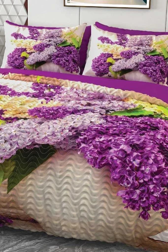 Kır Çiçekleri Mikro Saten 3D Dijital Baskılı Dört Mevsim Çift Kişilik Nevresim Takımı