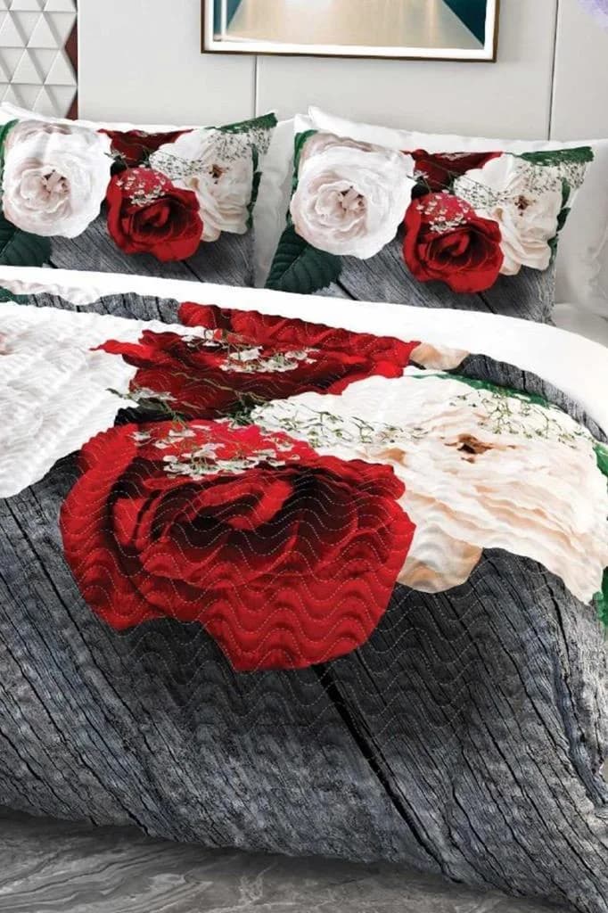 Mikro Saten 3D Dijital Baskılı Dört Mevsim Çift Kişilik Nevresim Takımı