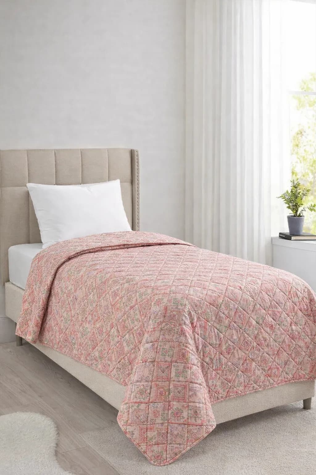 Sakura Elyaf Dolgulu Çift Taraflı Tek Kişilik 160x220 cm Kırlentsiz Tek Pike