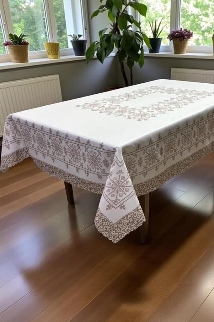 Asude Dertsiz Masa Örtüsü 150x150 cm Kahve