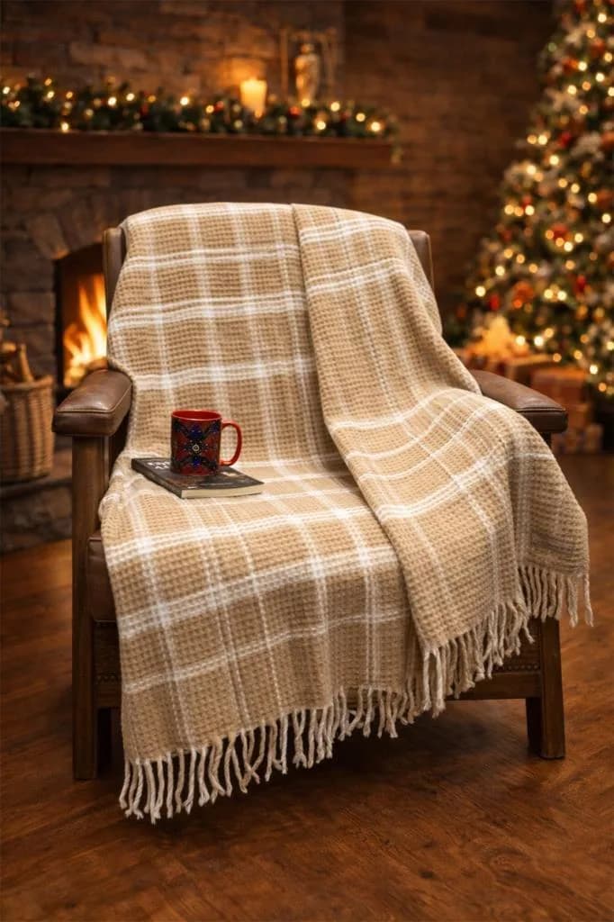 Dinarsu Cozy Life Deve Pamuklu TV Battaniye 130x170 cm
