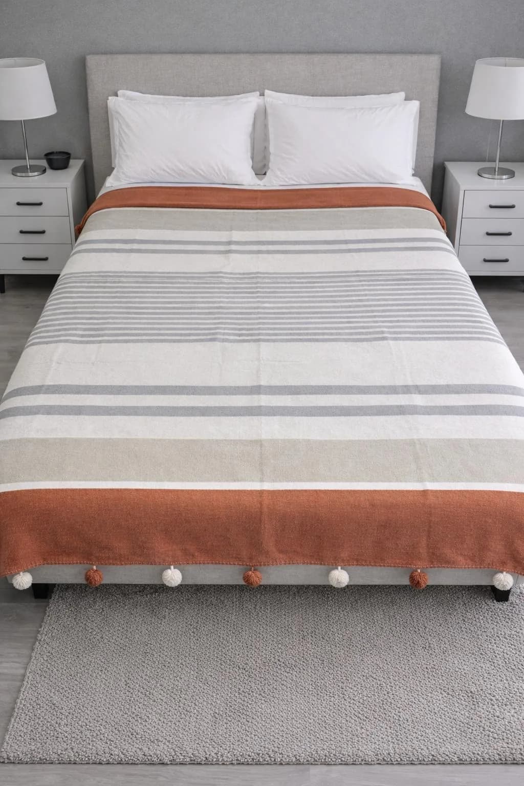 Merinos Colorway Nougat Çift Kişilik Pamuklu Battaniye 180x220 cm