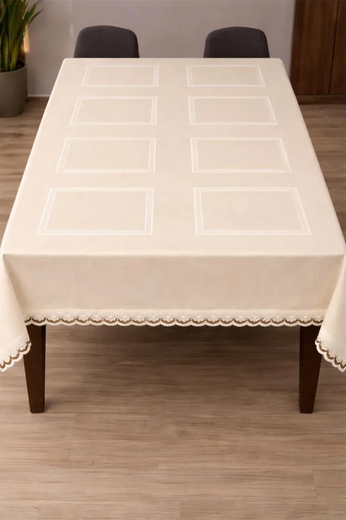 Matmazel 150x200 Cm Dikdörtgen Masa Örtüsü Krem