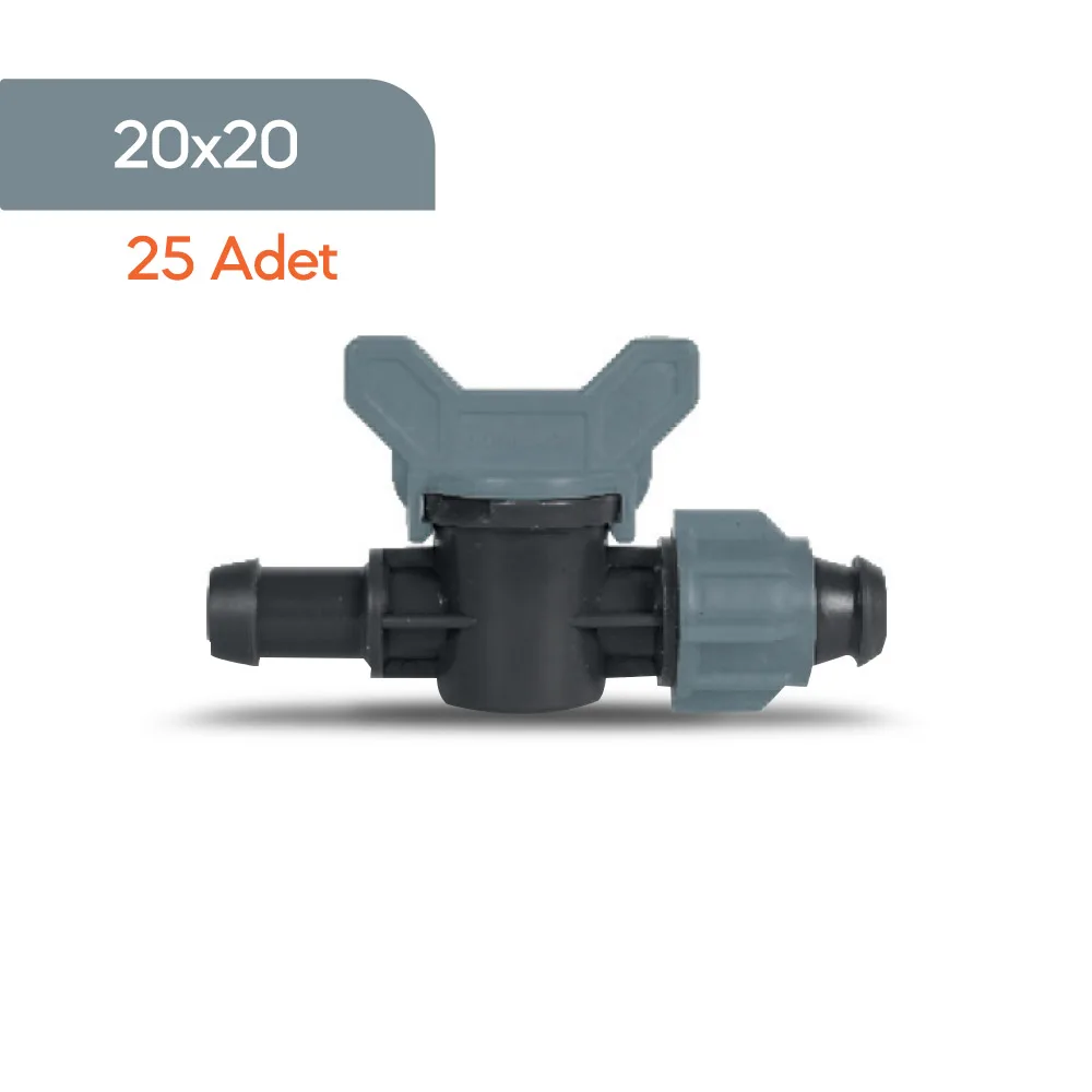 Akplas - Damlama Sulama Sistemi - Mini Vana Conta Çıkışlı Somunlu 20*20 - 25 Adet