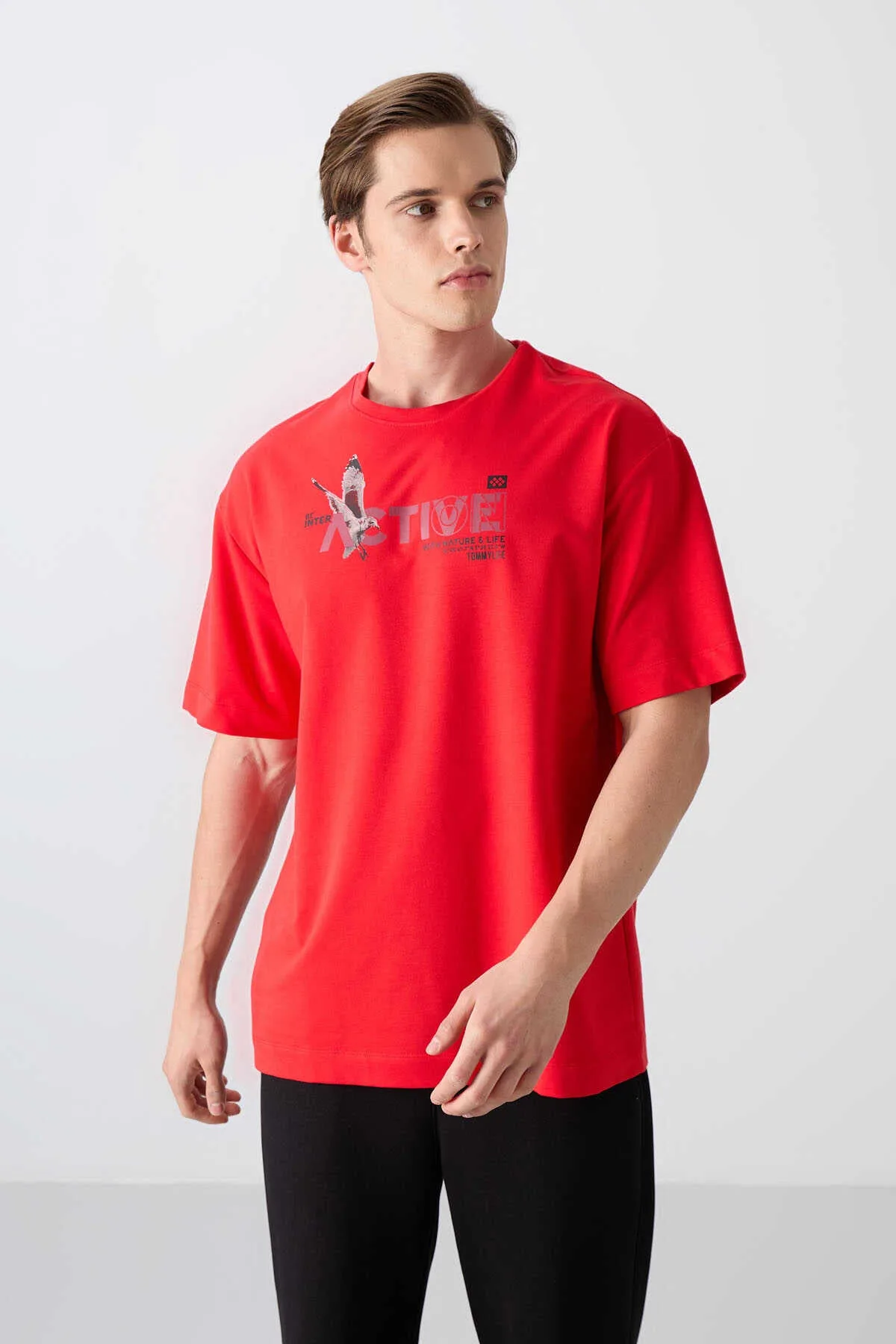 Tommylife Toptan O Yaka Oversize Baskılı Erkek T-Shirt 88344 Fiesta - FİESTA
